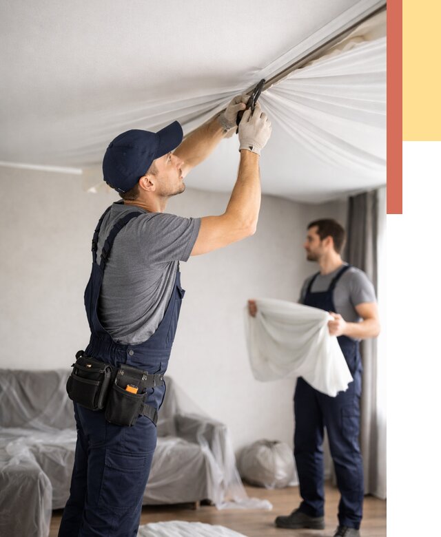 Демонтаж натяжного потолка в Липецке от 4677 руб. — снятие и разбор под ключ | ОТДЕЛОЧНИК-Лпц