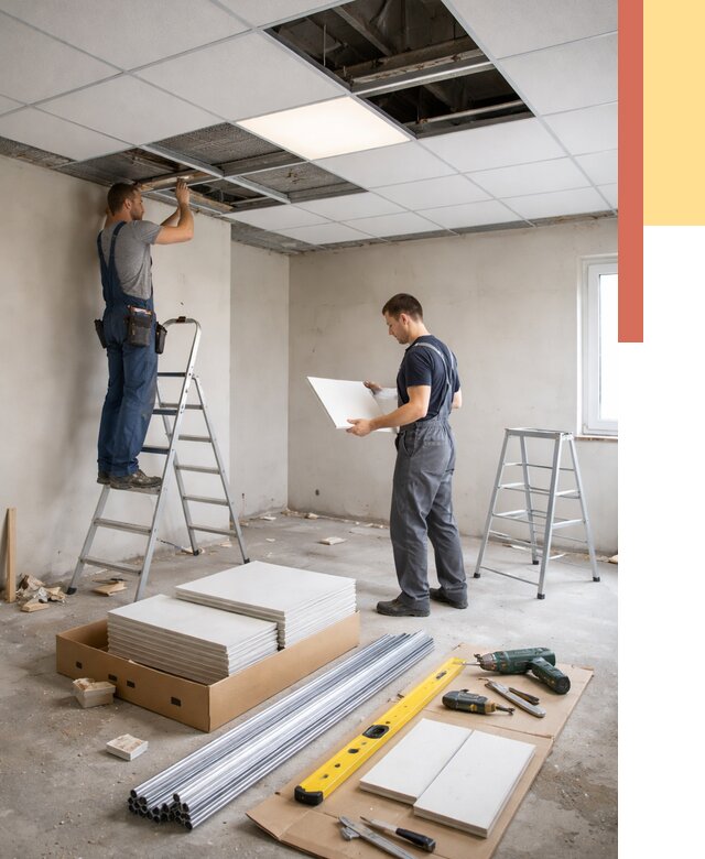 Монтаж потолка армстронг в Липецке от 4677 руб/м2 — быстрая установка под ключ | ОТДЕЛОЧНИК-Лпц