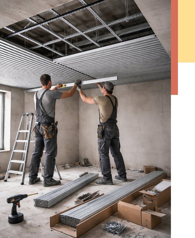 Монтаж реечного потолка в Липецке от 4677 руб. под ключ | ОТДЕЛОЧНИК-Лпц