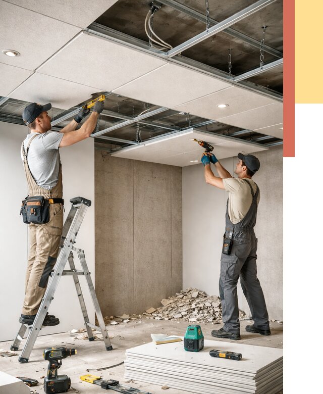 Монтаж акустического потолка в Липецке от 6756 руб/м2 — быстро и недорого | ОТДЕЛОЧНИК-Лпц