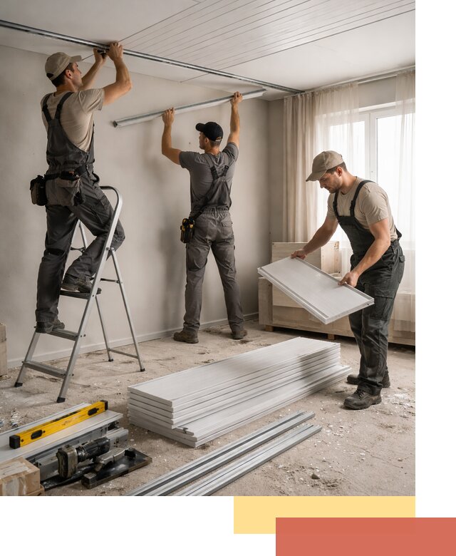 Монтаж потолка из ПВХ панелей в Липецке оперативно и качественно