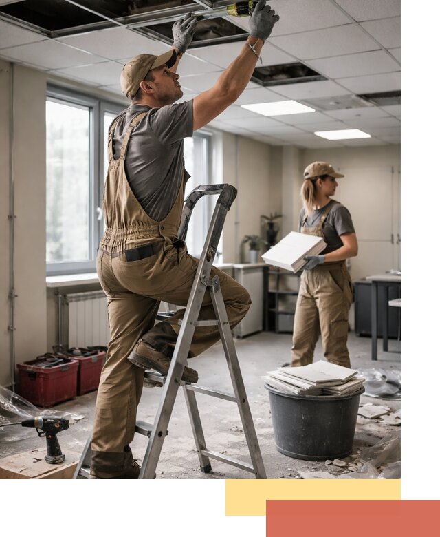 Ремонт потолка Армстронг и замена плит в Липецке