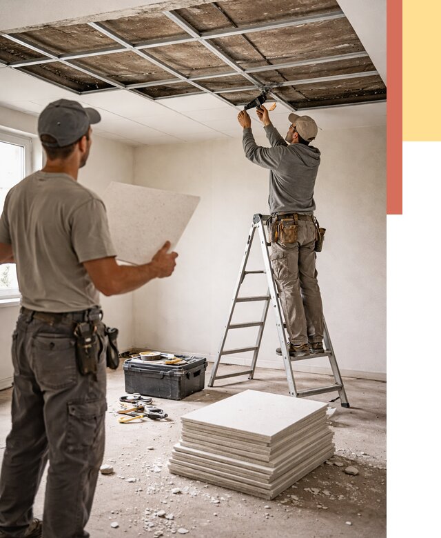 Замена плит подвесного потолка в Липецке от 1819 руб. быстро и недорого | ОТДЕЛОЧНИК-Лпц