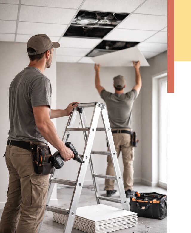 Обслуживание подвесного потолка в Липецке от 3638 руб. — быстро и недорого | ОТДЕЛОЧНИК-Лпц