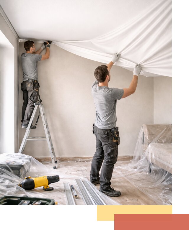 Монтаж тканевого натяжного потолка в Липецке недорого и быстро