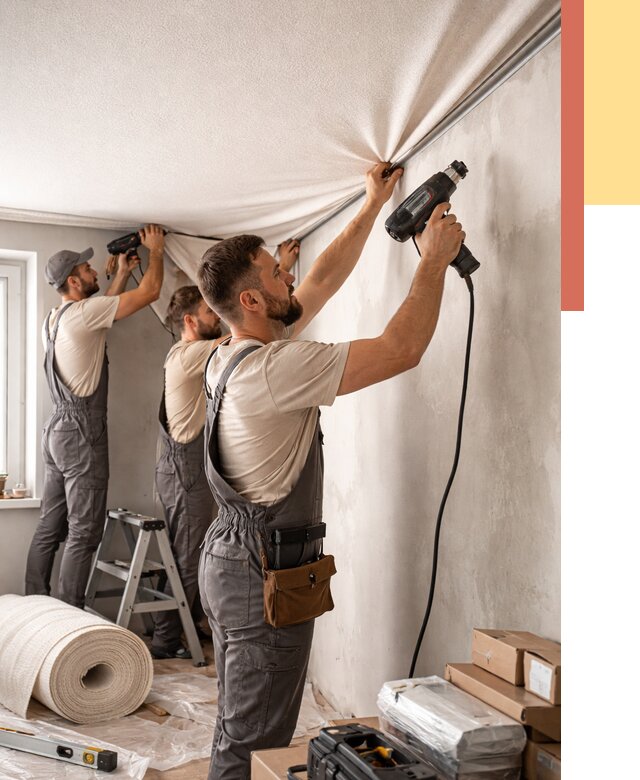 Монтаж фактурного натяжного потолка в Липецке от 780 руб. — ОТДЕЛОЧНИК-Лпц