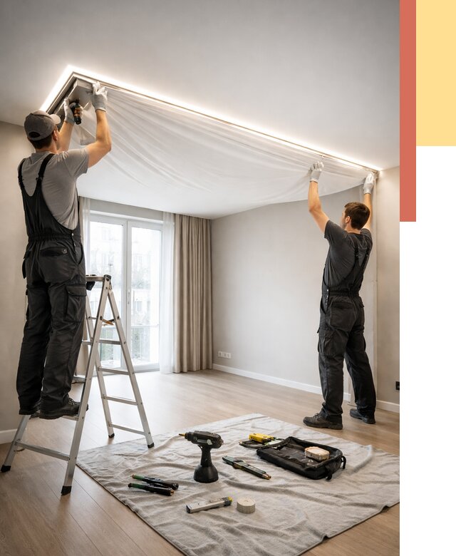 Монтаж парящего натяжного потолка в Липецке от 4677 руб. быстро и недорого | ОТДЕЛОЧНИК-Лпц