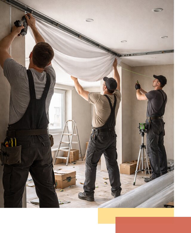 Монтаж парящего натяжного потолка под ключ в Липецке