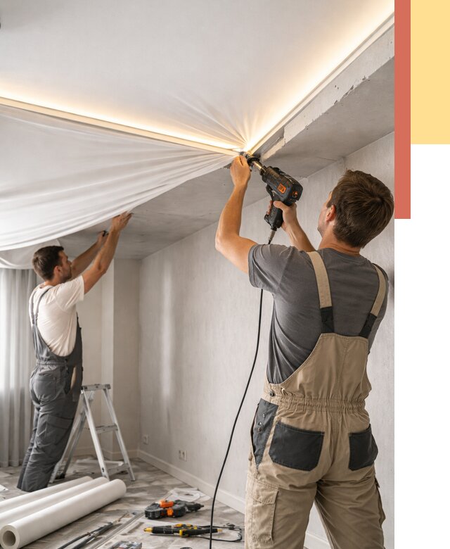 Монтаж натяжного потолка с подсветкой в Липецке от 987 руб. | ОТДЕЛОЧНИК-Лпц