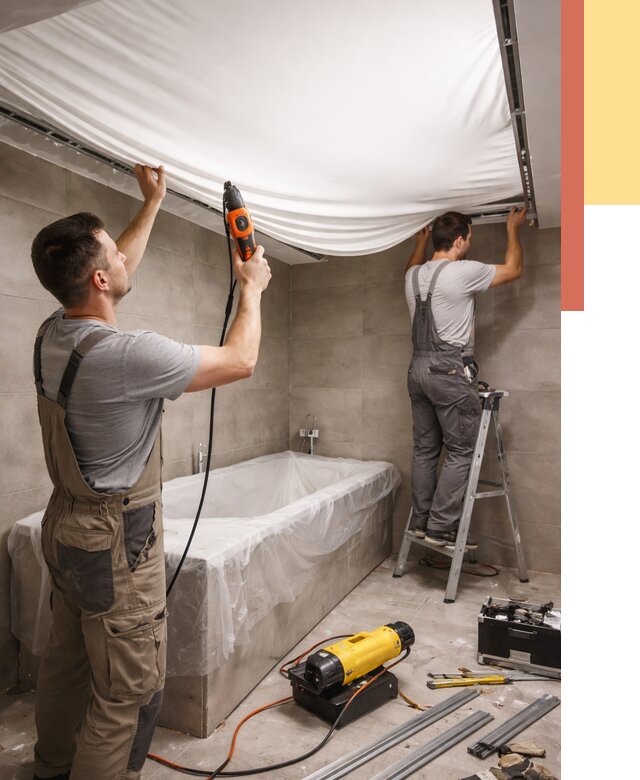 Монтаж натяжного потолка в ванной в Липецке от 1247 руб. под ключ | ОТДЕЛОЧНИК-Лпц