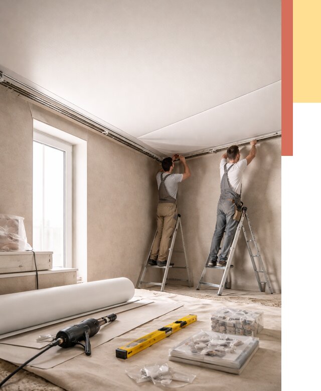 Монтаж натяжного потолка в спальне в Липецке от 3950 руб. под ключ | ОТДЕЛОЧНИК-Лпц