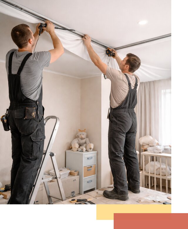 Монтаж натяжного потолка в детской комнате в Липецке