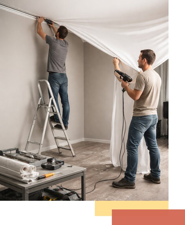 Монтаж натяжного потолка в студии в Липецке