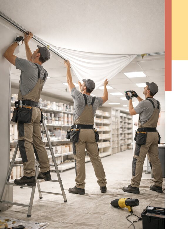 Монтаж натяжного потолка в магазине в Липецке от 4677 руб. быстро и недорого | ОТДЕЛОЧНИК-Лпц