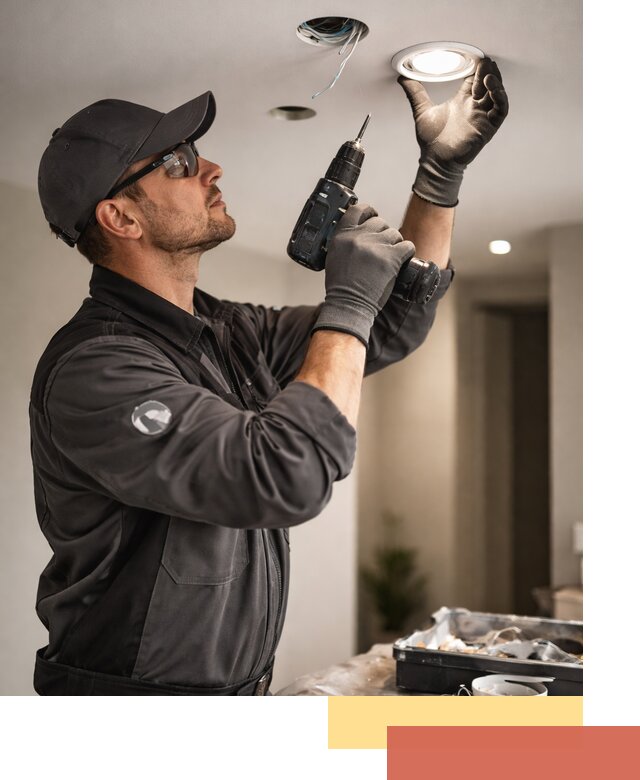 Установка точечных светильников в натяжной потолок в Липецке