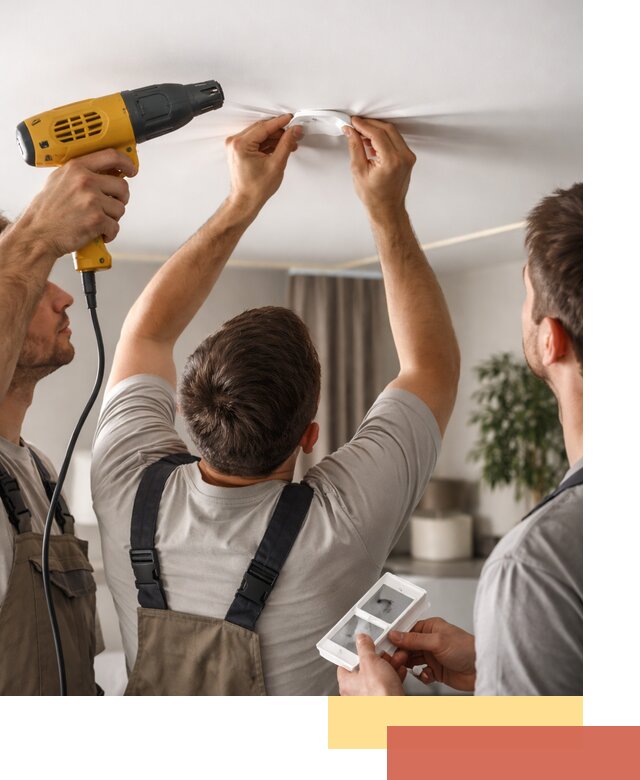 Ремонт прокола полотна натяжного потолка в Липецке