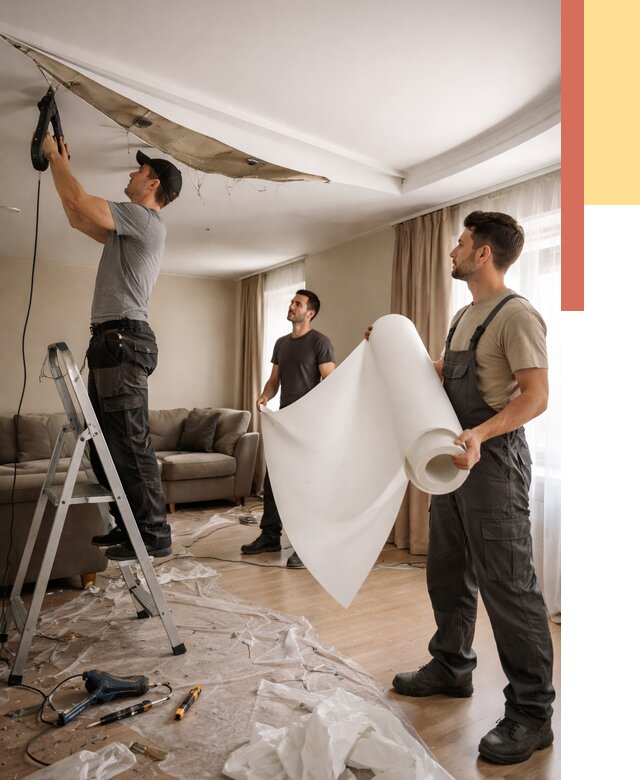 Замена полотна натяжного потолка в Липецке от 9874 руб. быстро и недорого | ОТДЕЛОЧНИК-Лпц