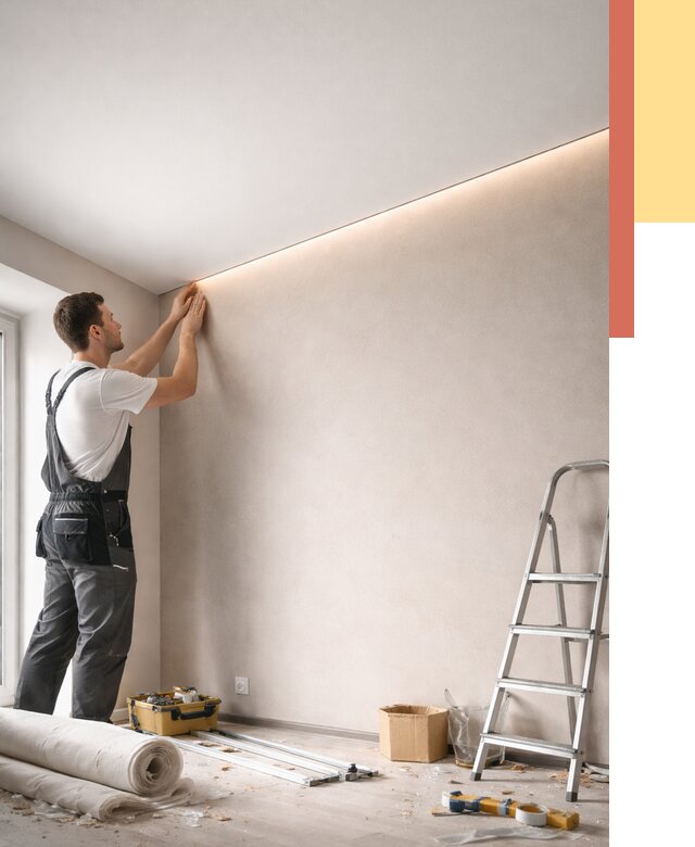 Теневые натяжные потолки в Липецке от 8523 руб. под ключ | ОТДЕЛОЧНИК-Лпц