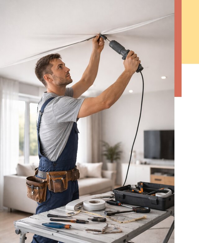 Ремонт натяжных потолков в Липецке от 9874 руб. под ключ — ОТДЕЛОЧНИК-Лпц