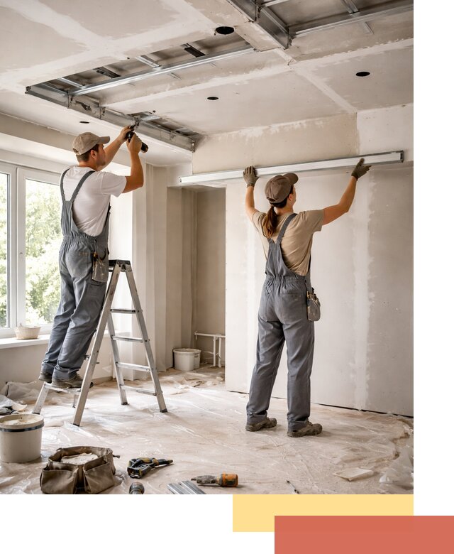 Монтаж многоуровневого потолка из гипсокартона в Липецке