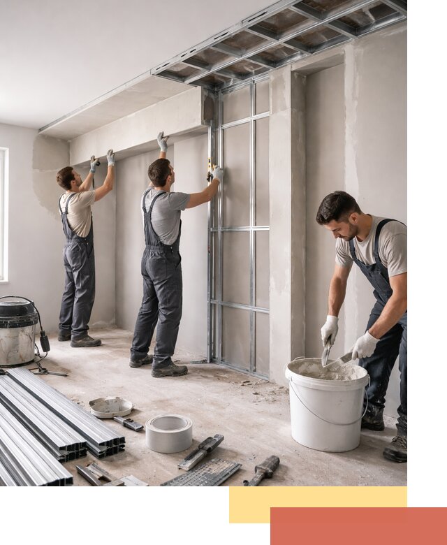 Монтаж потолка из гипсокартона с нишей в Липецке