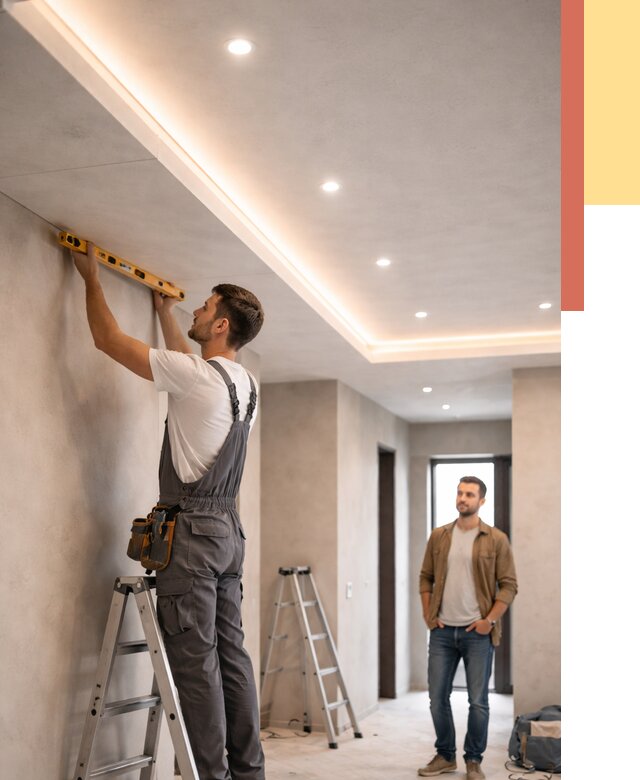 Потолок из гипсокартона с подсветкой в Липецке от 780 руб./м2 под ключ | ОТДЕЛОЧНИК-Лпц