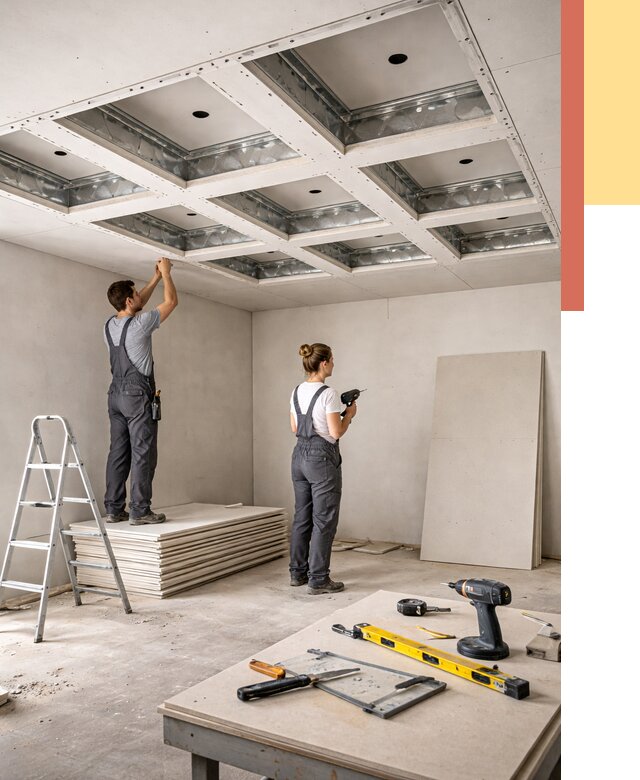 Кессонный потолок из гипсокартона в Липецке от 1923 руб. — монтаж и под ключ | ОТДЕЛОЧНИК-Лпц