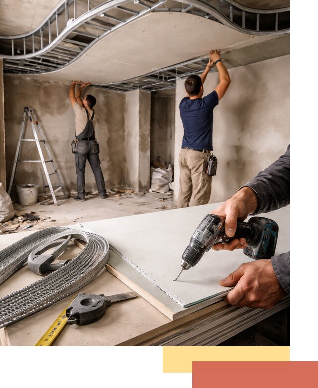 Криволинейный потолок из гипсокартона в Липецке — монтаж и отделка