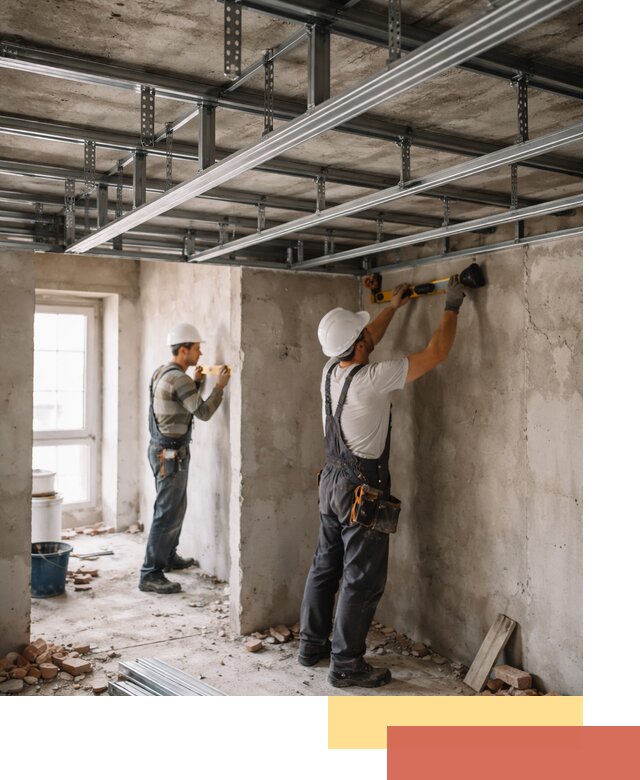 Монтаж каркаса потолка из профильного профиля в Липецке